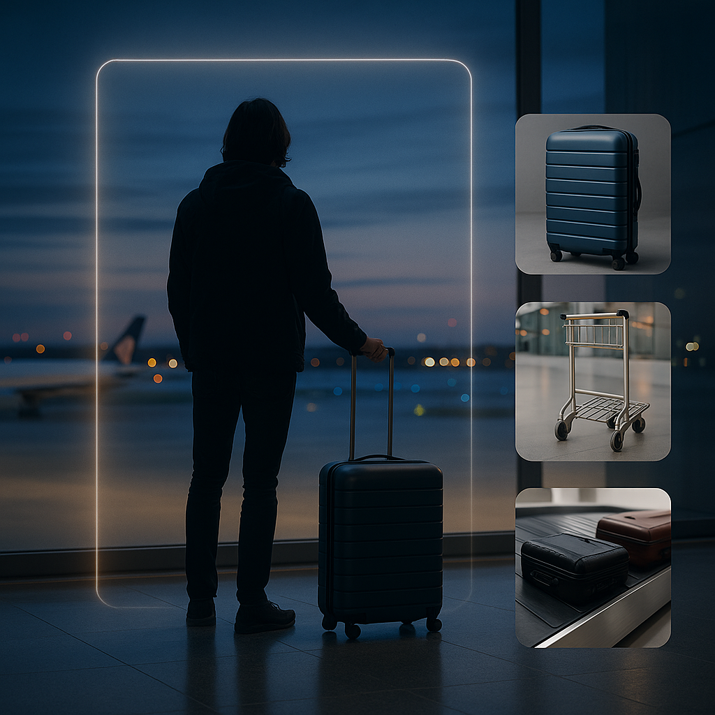 Traveler with suitcase at airport